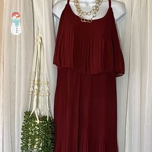 NWOT Lane Bryant Jumpsuit Wine Chiffon w/Lining, pleated. size 18/20 Petite